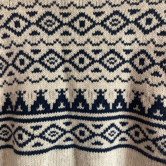 J. Crew Wallace & Barnes Fair Isle Sweater Medium Blue 100% Wool Grandpa Nordic - Picture 7 of 9